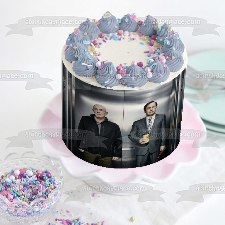 Better Call Saul Mike Ehrmantraut Saul Goodman Ascensor Decoración comestible para tarta Imagen ABPID27063 