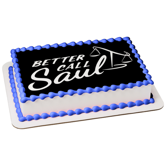 Better Call Saul Scales of Justice - Adorno comestible para tarta en blanco y negro, imagen ABPID27065 