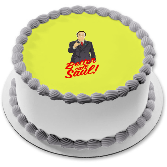 Imagen de dibujos animados de Better Call Saul, fondo amarillo, decoración comestible para tarta, imagen ABPID27066 