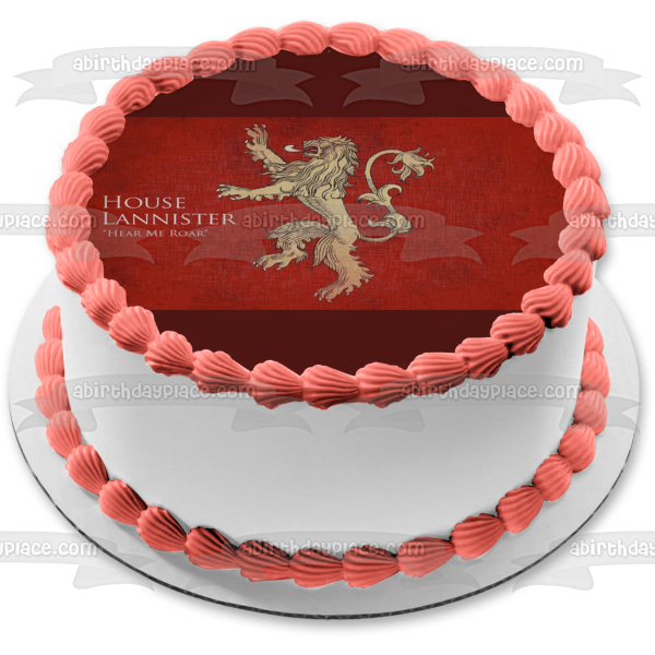 Game of Thrones House Lanniser Emblem Her Me Roar Edible Cake Topper Image ABPID26941