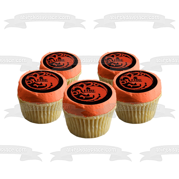 Game of Thrones House Targaryen Emblem Fire and Blood Edible Cake Topper Image ABPID26945