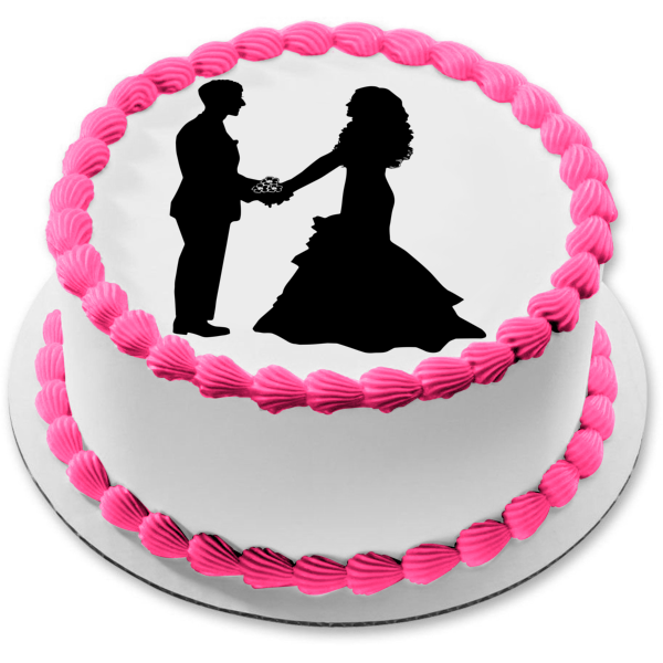 Adorno comestible para tarta con silueta de novia y novio de boda, imagen ABPID56282 