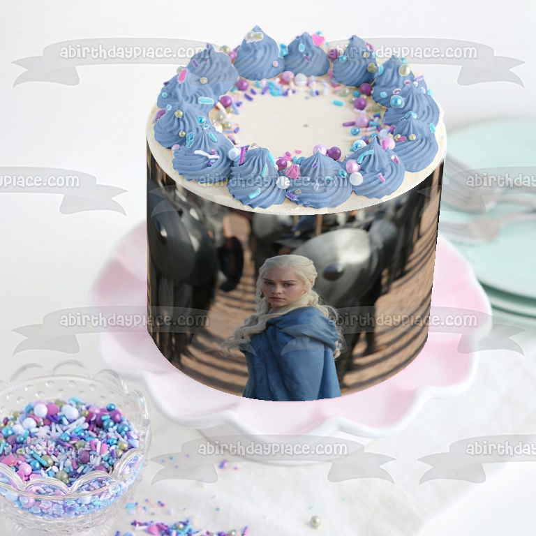 Game of Thrones and Now His Watch Is Ended Daenerys Targaryen Edible Cake Topper Image ABPID26956