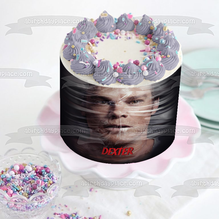 Dexter Wrapped In Plastic Edible Cake Topper Image ABPID26988