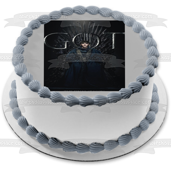 Game of Thrones Bran Stark Iron Throne Black Background Edible Cake Topper Image ABPID27317