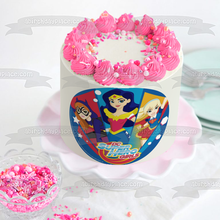 DC Comics Superhéroe Niñas Murciélago Mujer Maravilla Supergirl Decoración comestible para tarta Imagen ABPID27322 