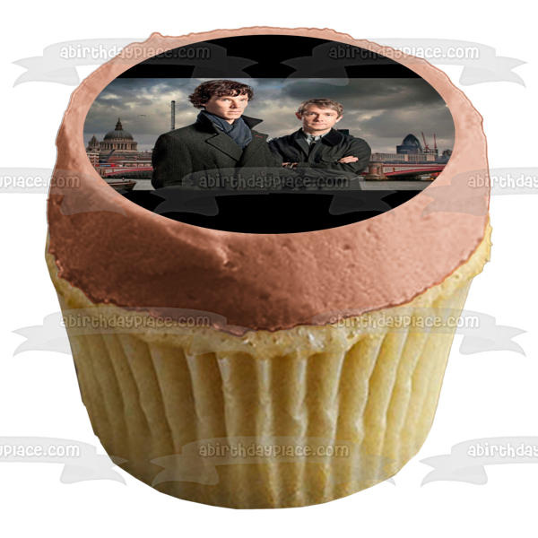 Sherlock Holmes John Watson City Buildings Edible Cake Topper Image ABPID27121