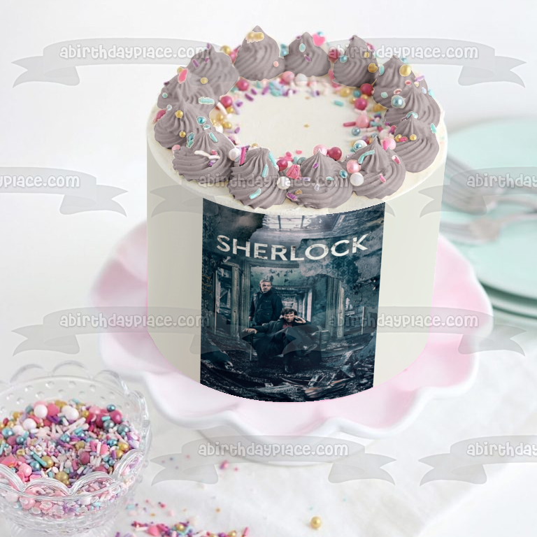 Sherlock Sherlock Holmes John Watson Burned Building Edible Cake Topper Image ABPID27123