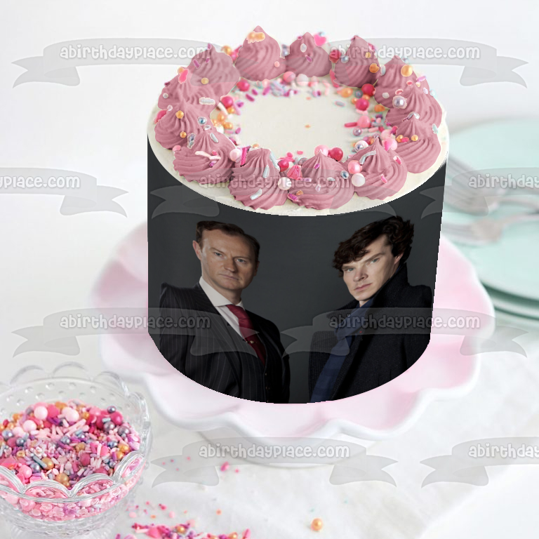 Sherlock Sherlock Holmes Mycroft Holmes Fondo gris Imagen comestible para decoración de tarta ABPID27128 