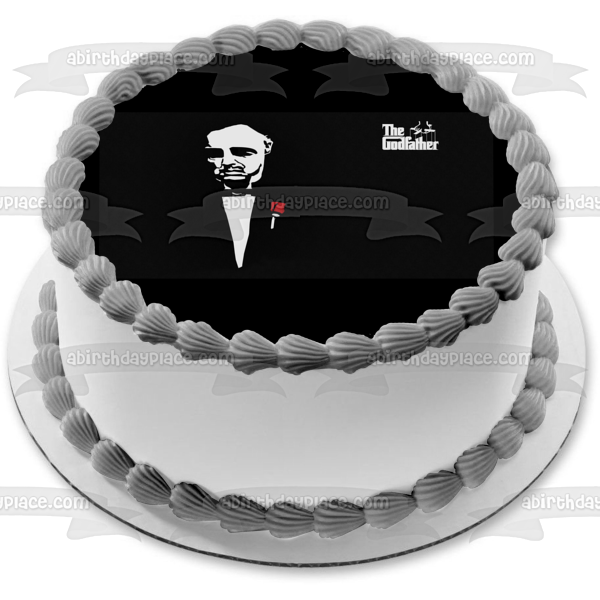 El padrino Vito Corleone blanco y negro rosa roja comestible decoración para tarta imagen ABPID27131 