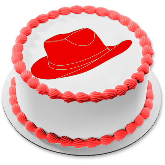 Red Cowboy Hat Edible Cake Topper Image ABPID27361