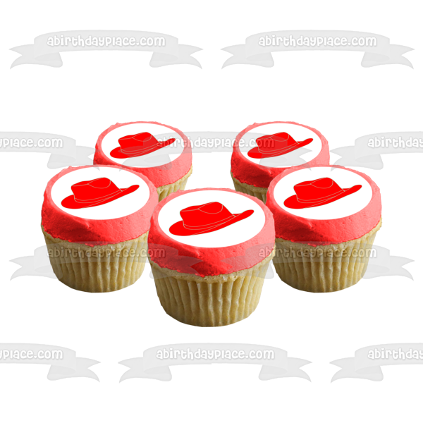 Red Cowboy Hat Edible Cake Topper Image ABPID27361