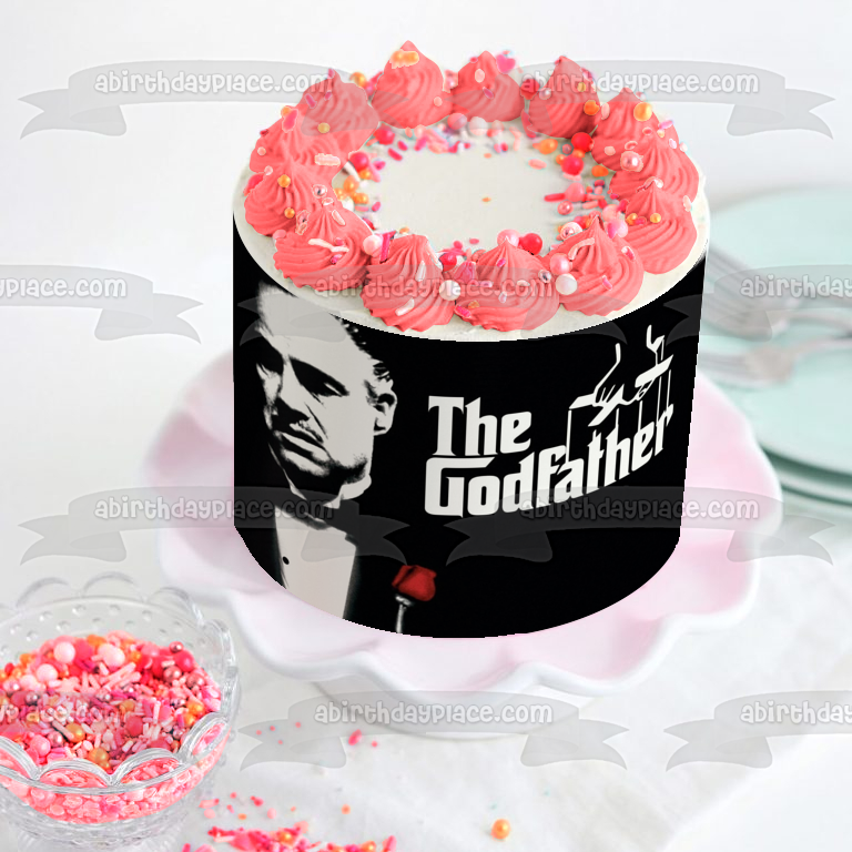 El Padrino Vito Corleone Blanco y Negro Rosa Roja Titiritero Cuerdas Decoración comestible para tarta Imagen ABPID27132 