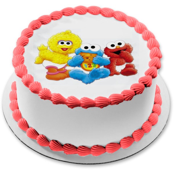 Sesame Street Baby Big Bird Baby Elmo Baby Cookie Monster Edible Cake Topper Image ABPID27380