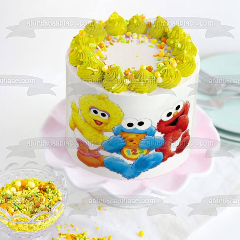 Sesame Street Baby Big Bird Baby Elmo Baby Cookie Monster Edible Cake Topper Image ABPID27380