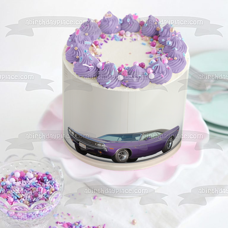 1970 Purple Dodge Challenger Rt Sports Car Edible Cake Topper Image ABPID27404