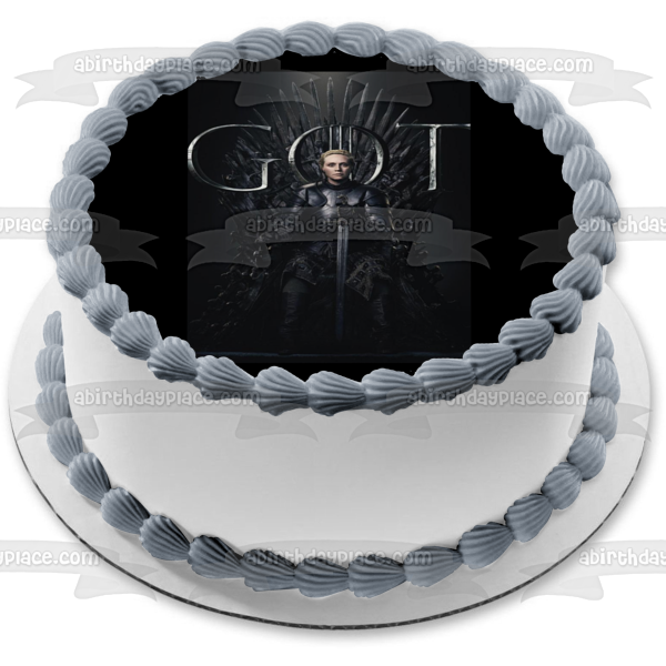 Juego de Tronos Brienne de Tarth Trono de Hierro Fondo Negro Decoración Comestible para Tarta Imagen ABPID27410 