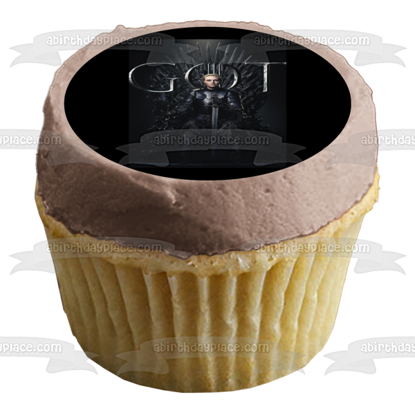 Juego de Tronos Brienne de Tarth Trono de Hierro Fondo Negro Decoración Comestible para Tarta Imagen ABPID27410 