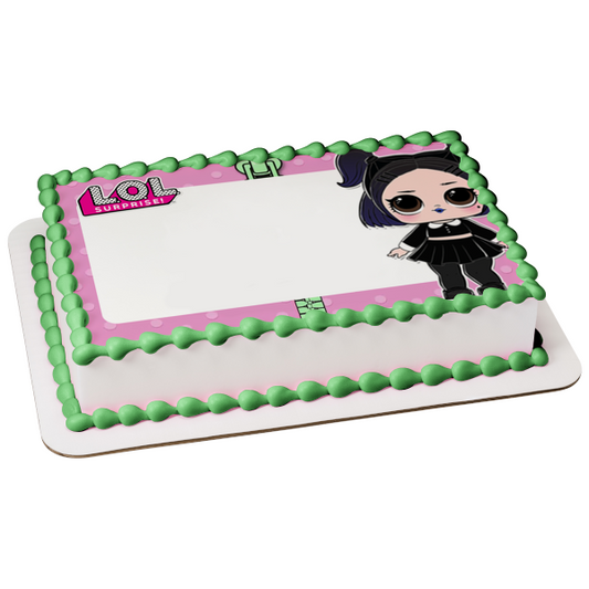 LOL Surprise Dusk Purple Polka Dot Edge Edible Cake Topper Image Frame ABPID27152