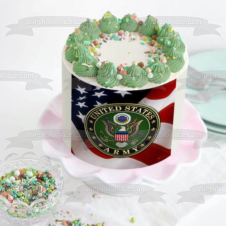 United States Army Emblem Eagle American Flag Edible Cake Topper Image ABPID27504