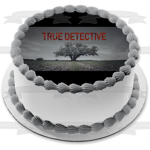 Imagen comestible para decoración de tarta con árbol de campo de True Detective, cielo gris, ABPID27176 