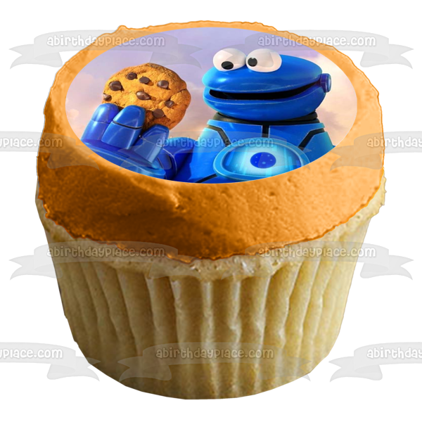 Adorno comestible para tarta de Barrio Sésamo Mecha Builders Cookie Monster Imagen ABPID56296 