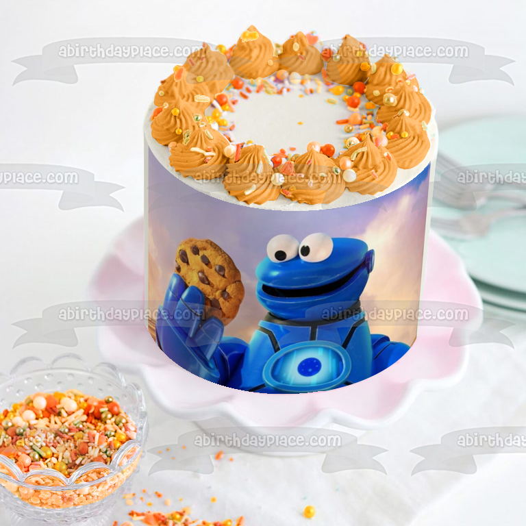 Adorno comestible para tarta de Barrio Sésamo Mecha Builders Cookie Monster Imagen ABPID56296 