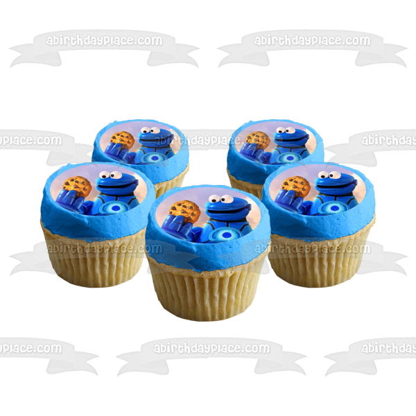 Adorno comestible para tarta de Barrio Sésamo Mecha Builders Cookie Monster Imagen ABPID56296 