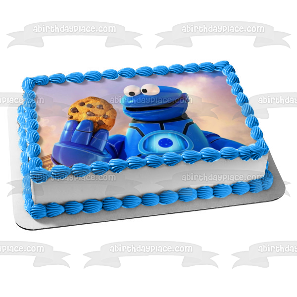 Sesame Street Mecha Builders Cookie Monster Edible Cake Topper Image ABPID56296