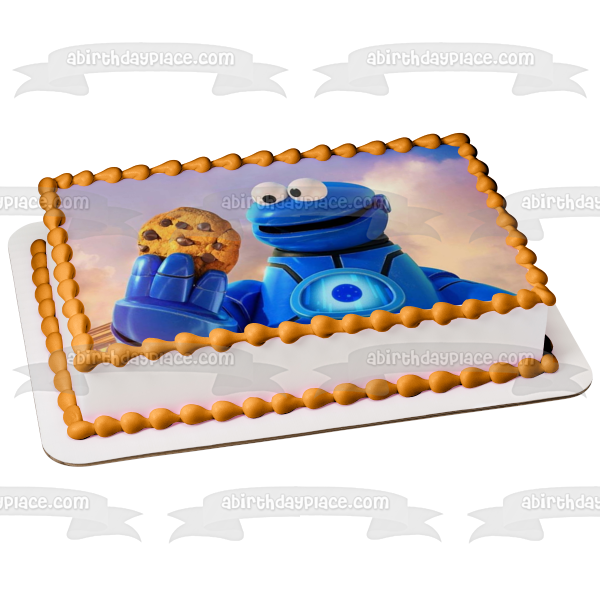 Adorno comestible para tarta de Barrio Sésamo Mecha Builders Cookie Monster Imagen ABPID56296 