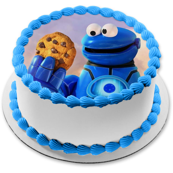 Adorno comestible para tarta de Barrio Sésamo Mecha Builders Cookie Monster Imagen ABPID56296 