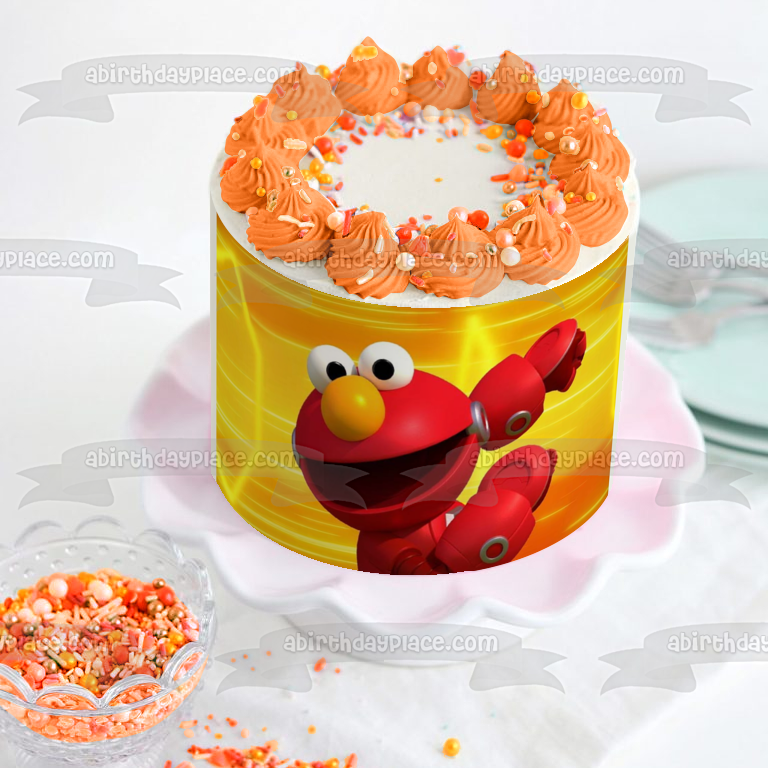 Imagen de decoración comestible para tarta de Elmo de Mecha Builders de Barrio Sésamo ABPID56297 