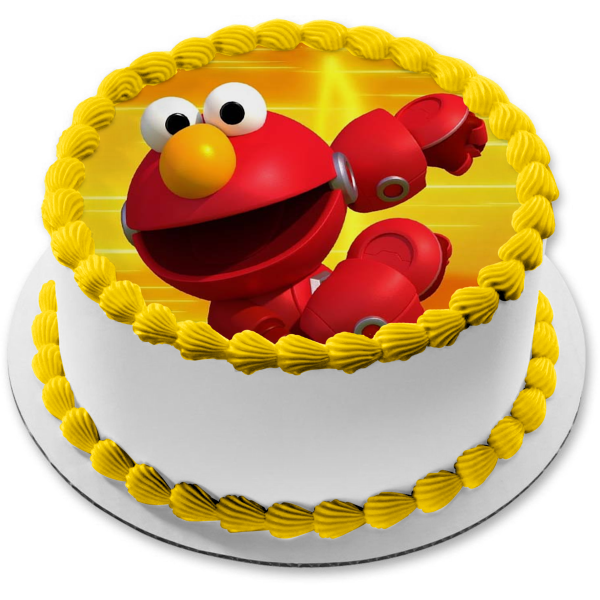 Imagen de decoración comestible para tarta de Elmo de Mecha Builders de Barrio Sésamo ABPID56297 