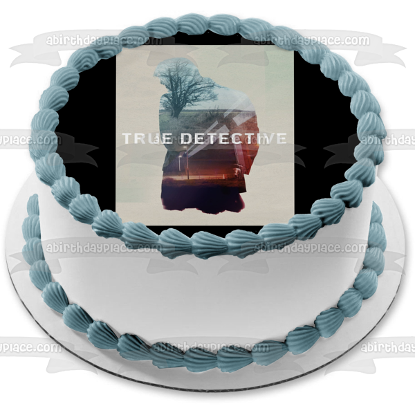 Imagen comestible para tarta con silueta de hombre de True Detective, árbol, campo, ABPID27181 