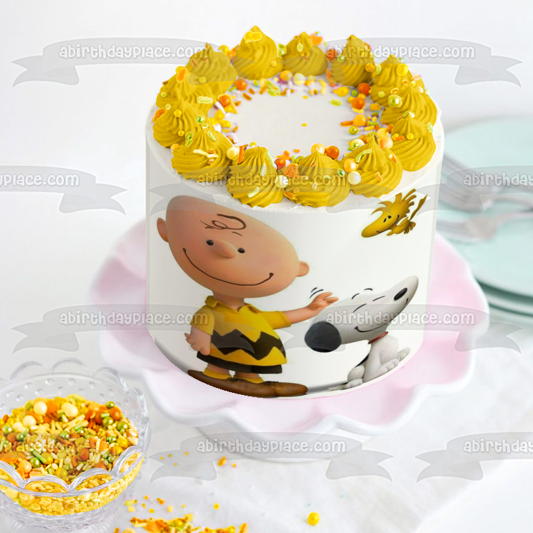 Imagen de decoración comestible para tarta de Peanuts Charlie Brown Snoopy Woodstock ABPID27517 