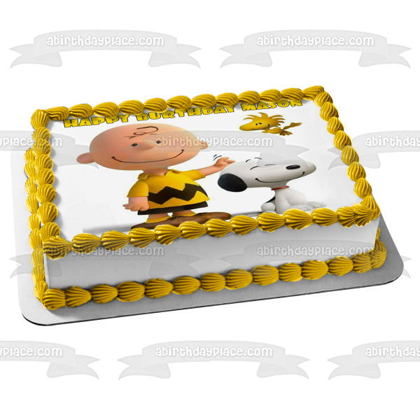 Imagen de decoración comestible para tarta de Peanuts Charlie Brown Snoopy Woodstock ABPID27517 