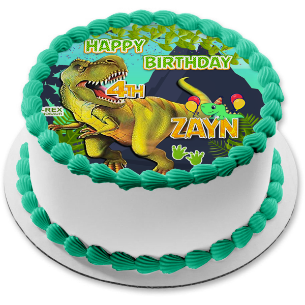 T-Rex Chomp Dinosaur Edible Cake Topper Image ABPID56302