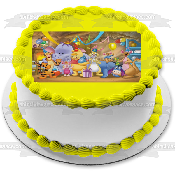 Disney Winnie the Pooh Eeyore Piglet Tigger Kanga Roo Rabbit Heffalump fiesta de cumpleaños comestible torta imagen ABPID27533 