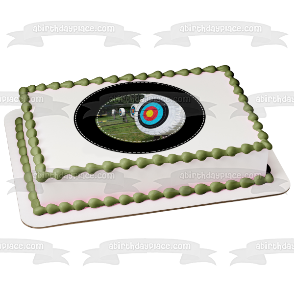 Archery Sports Targets Arrows Black Circular Edge Edible Cake Topper Image ABPID27205