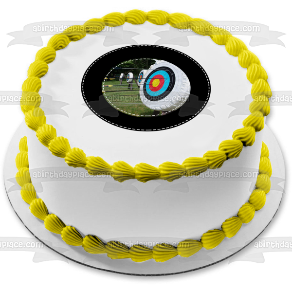 Archery Sports Targets Arrows Black Circular Edge Edible Cake Topper Image ABPID27205