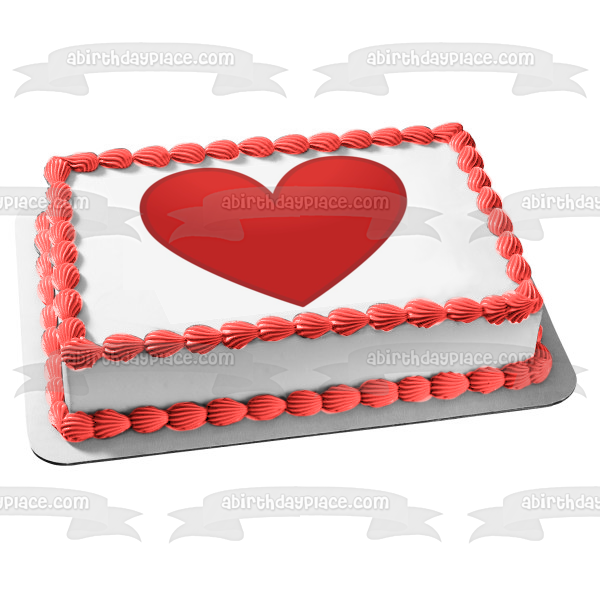 Red Heart Happy Valentine's Day Edible Cake Topper Image ABPID27573