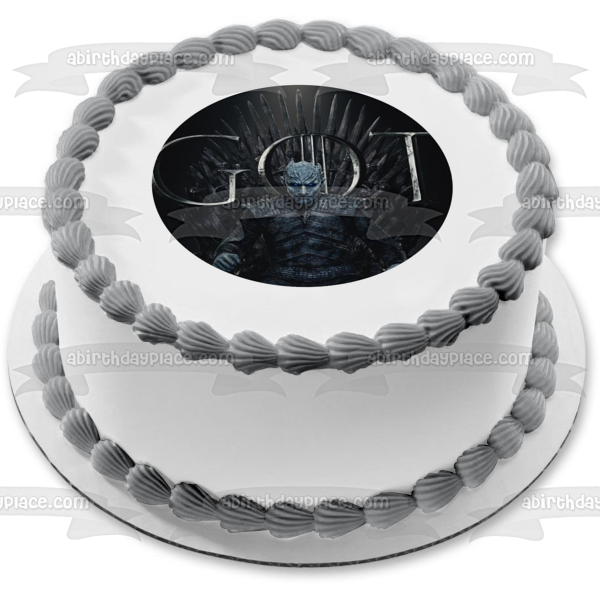 Game of Thrones Iron Throne Night King Black Background Edible Cake Topper Image ABPID27206