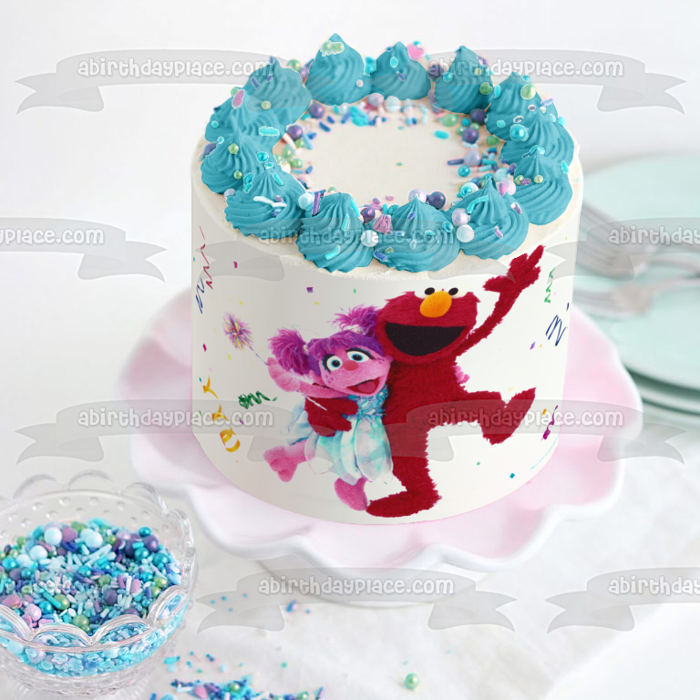 Sesame Street Elmo Abby Cadabby Streamers Confetti Edible Cake Topper Image ABPID27214