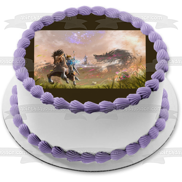 The Legend of Zelda Breath of the Wild Link Caballo Arco y Flecha Adorno comestible para tarta Imagen ABPID27225 