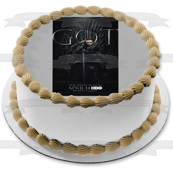 Game of Thrones Jon Snow Iron Throne Sword Black Background Edible Cake Topper Image ABPID27636