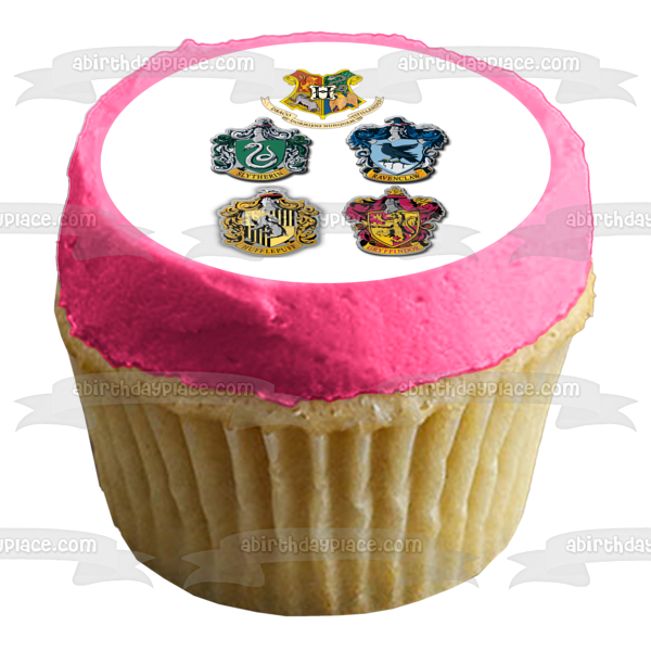 Harry Potter Hogwarts Crests Gryffindor Hufflepuff Ravenclaw Slytherin Edible Cake Topper Image ABPID27648