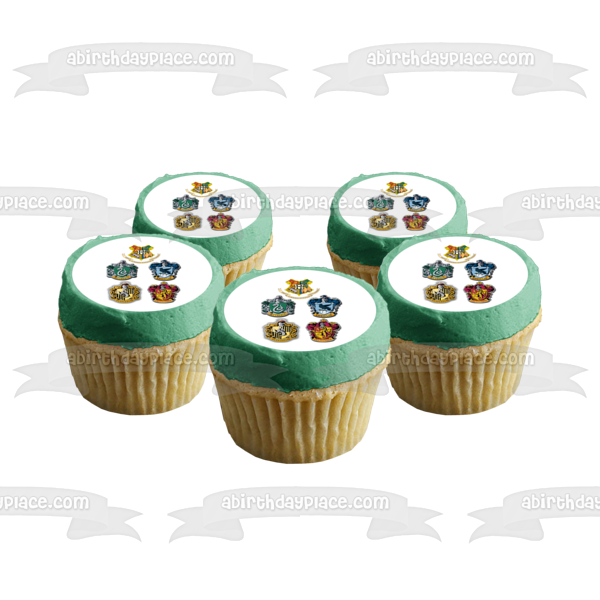 Harry Potter Hogwarts Crests Gryffindor Hufflepuff Ravenclaw Slytherin Edible Cake Topper Image ABPID27648