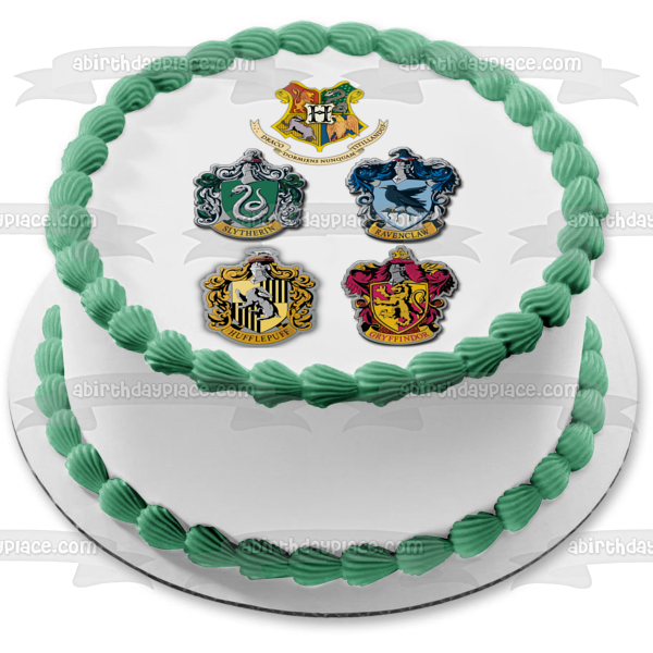 Harry Potter Hogwarts Crests Gryffindor Hufflepuff Ravenclaw Slytherin Edible Cake Topper Image ABPID27648