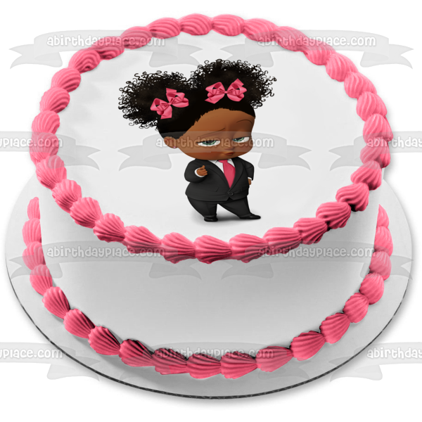 Imagen comestible para tarta con diseño de niña jefa afroamericana ABPID27726 