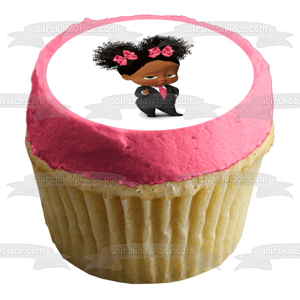 Imagen comestible para tarta con diseño de niña jefa afroamericana ABPID27726 